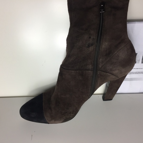 PRADA BROWN KNEE HIGH HEALS SIZE 39 US 8.5 - Picture 7 of 16